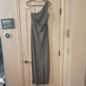 Elegant One-Shoulder Sage Green Dress
